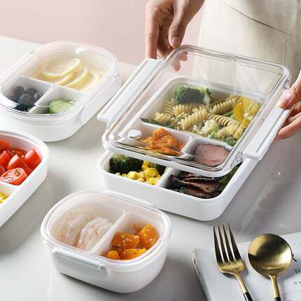 打包盒可重复使用学生专用饭可进微波炉便当塑料密封水果食品分格