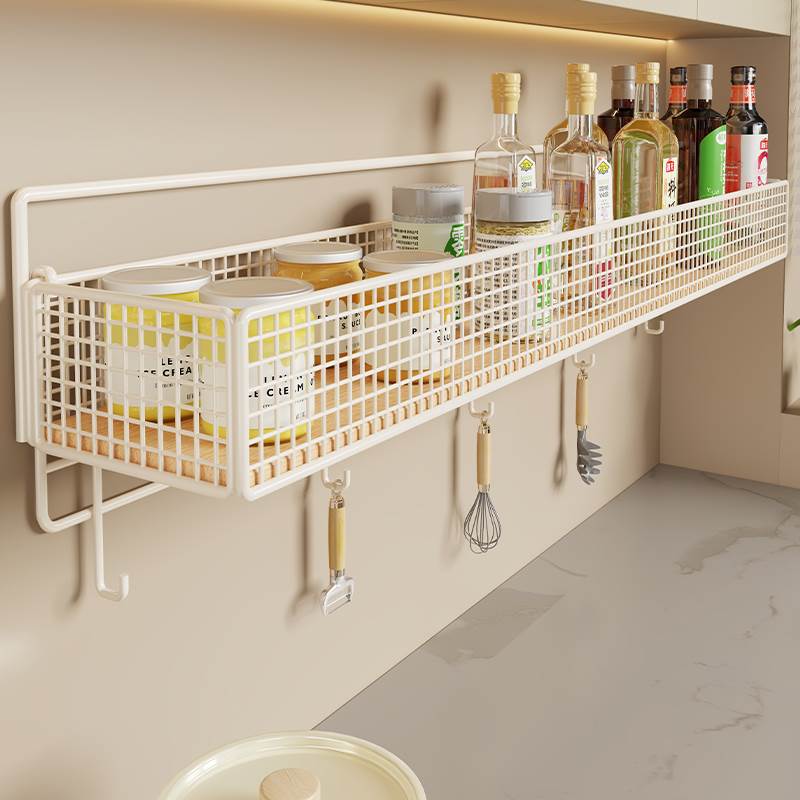 墙上调料架多功能壁挂式免打孔厨房置物架家用大全调味品收纳架子