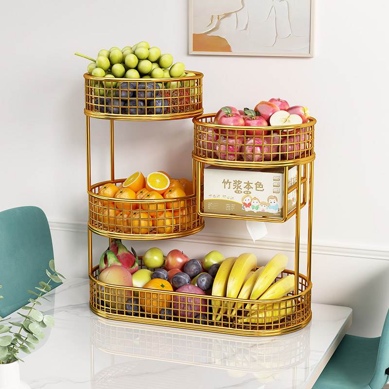 果盘客厅茶几家用水果盘多层零食摆放盘轻奢高端精致水果篮收纳筐