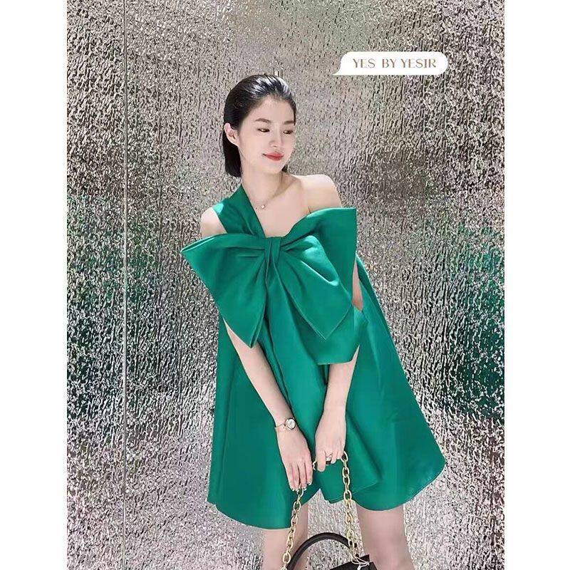 晚礼服女蝴蝶结宽松轻奢设计感小众小个子气质小礼裙高级感连衣裙