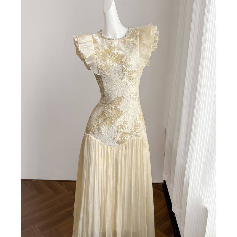 法式重工钉珠鱼尾连衣裙女夏季长裙小众设计感御姐风高端礼服裙子