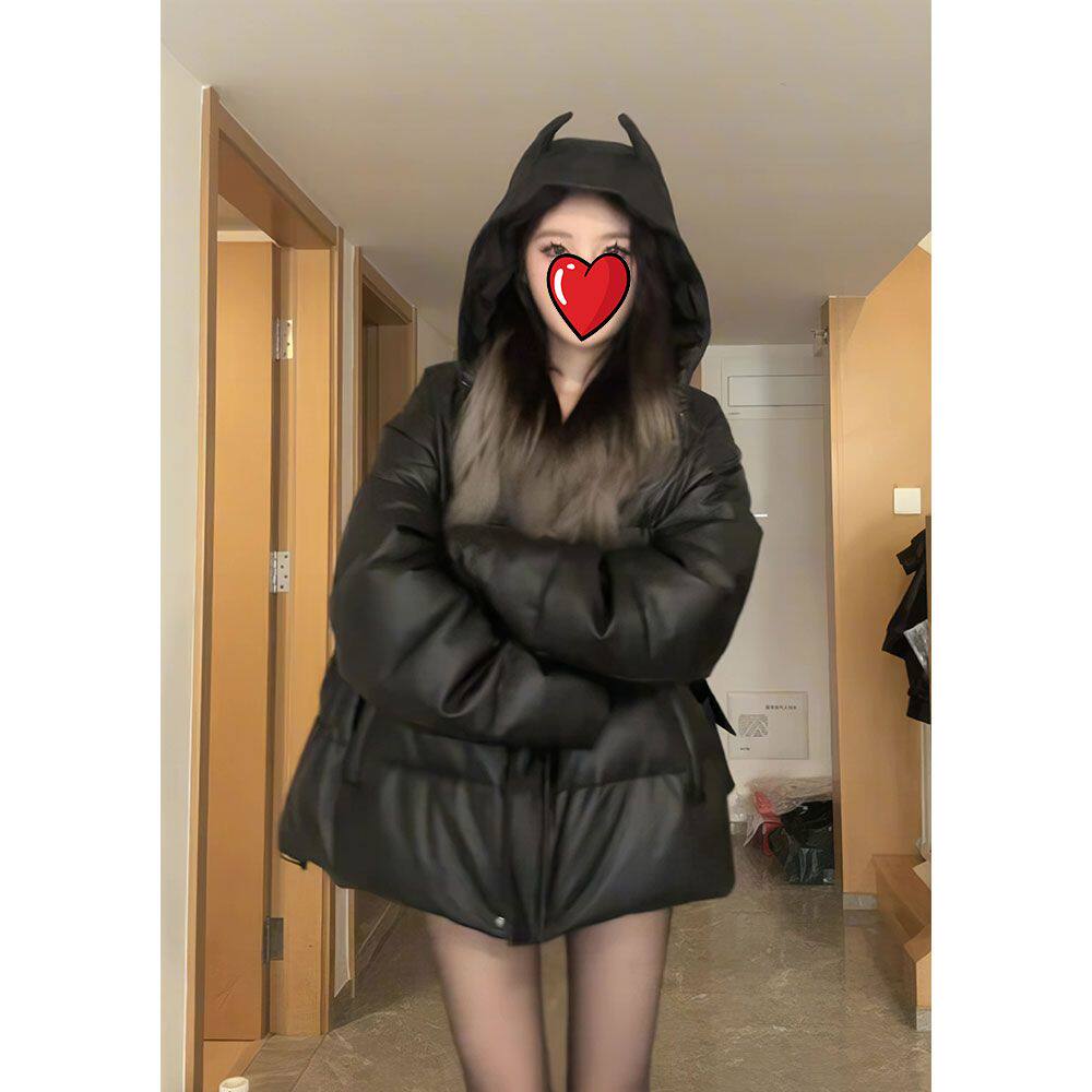 短款皮羽绒棉服女2024冬