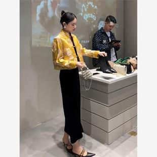 初春女装小众设计高级感复古新中式国风显瘦遮肉半身裙子两件套装