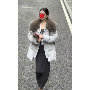 富家千金大毛领收腰羽绒棉服女2024冬季新款高级感时尚中长款外套