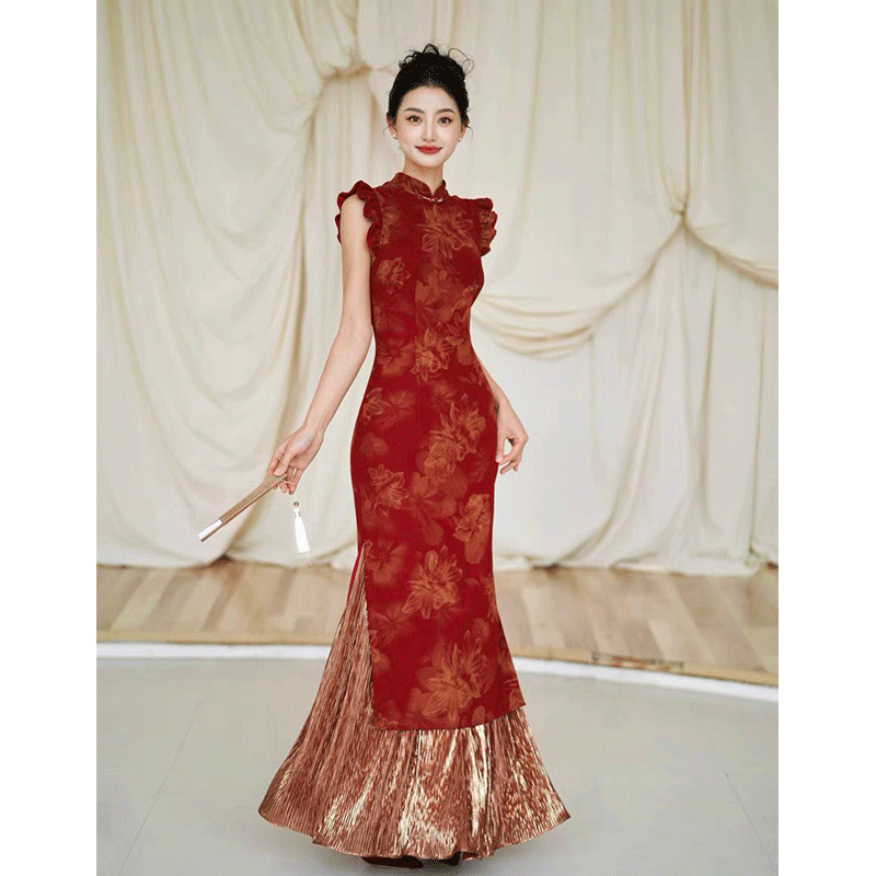 新中式红色国风订婚服结