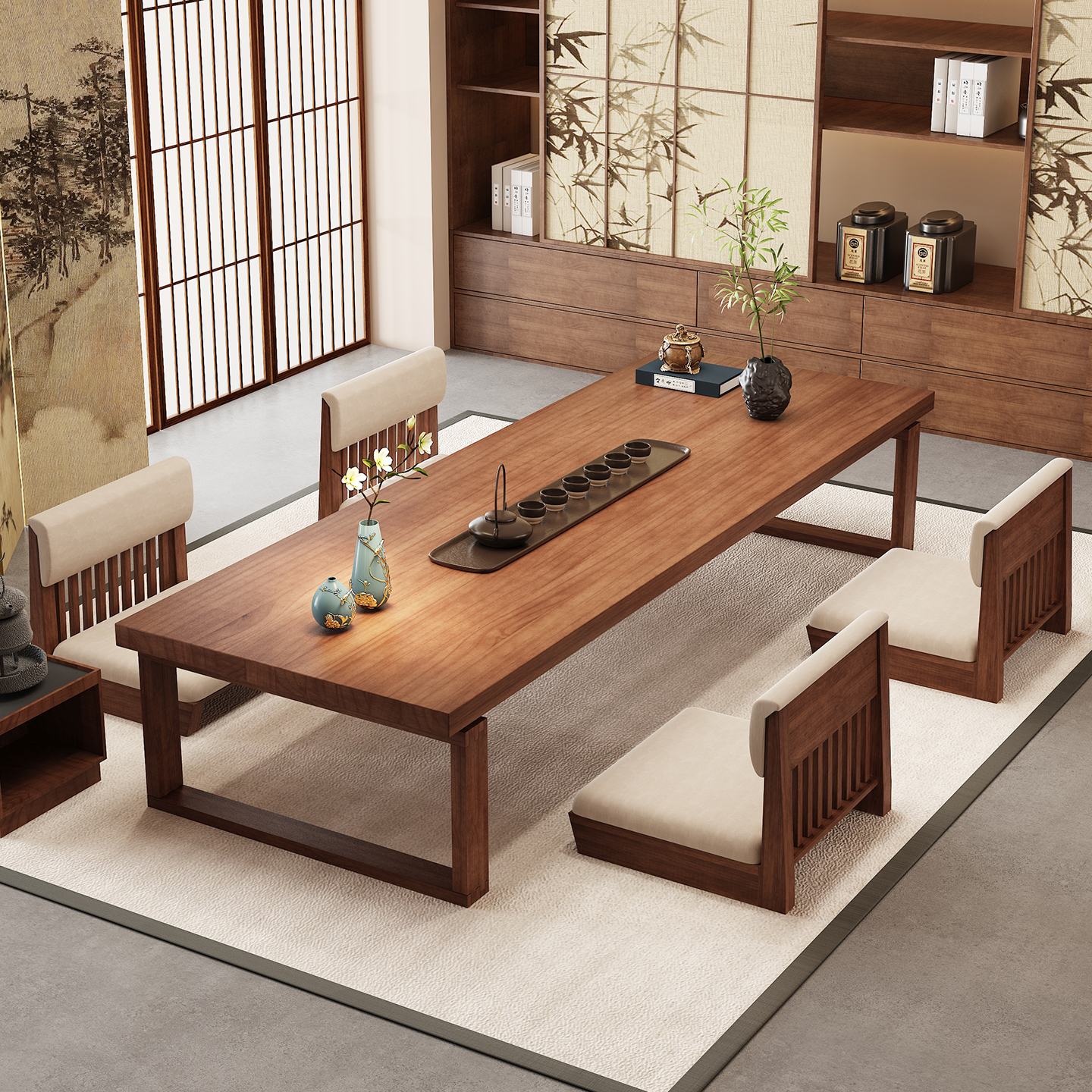 宋氏美学实木茶桌榻榻米禅意茶台日式矮桌家用长条桌炕几茶室方桌