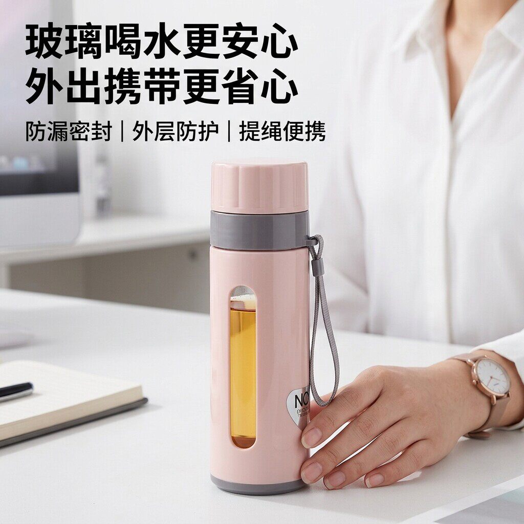 双层玻璃杯女士大容量耐热防爆耐高温高颜值新款防烫水杯办公室