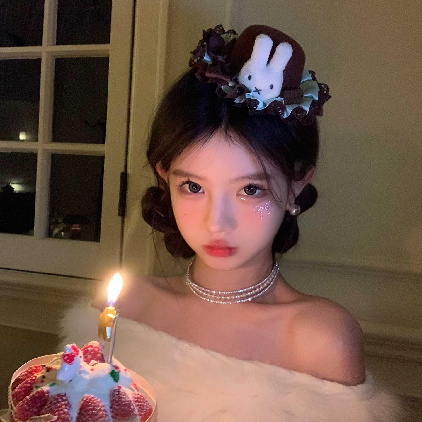 圣诞节可爱米菲兔巧克力小蛋糕生日礼帽发夹女侧边夹头饰发饰品