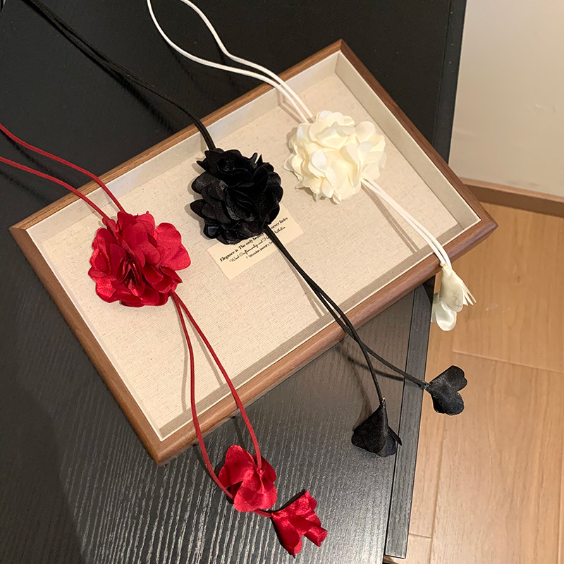 法式玫瑰花朵腰链女连衣裙配饰腰带束腰显瘦百搭腰封颈链choker