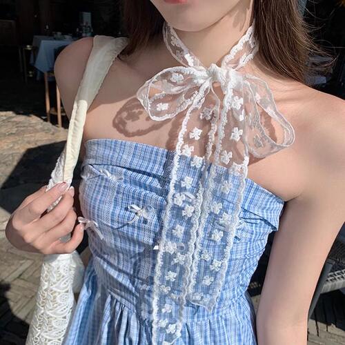 spring氧气感~蕾丝蝴蝶结丝巾