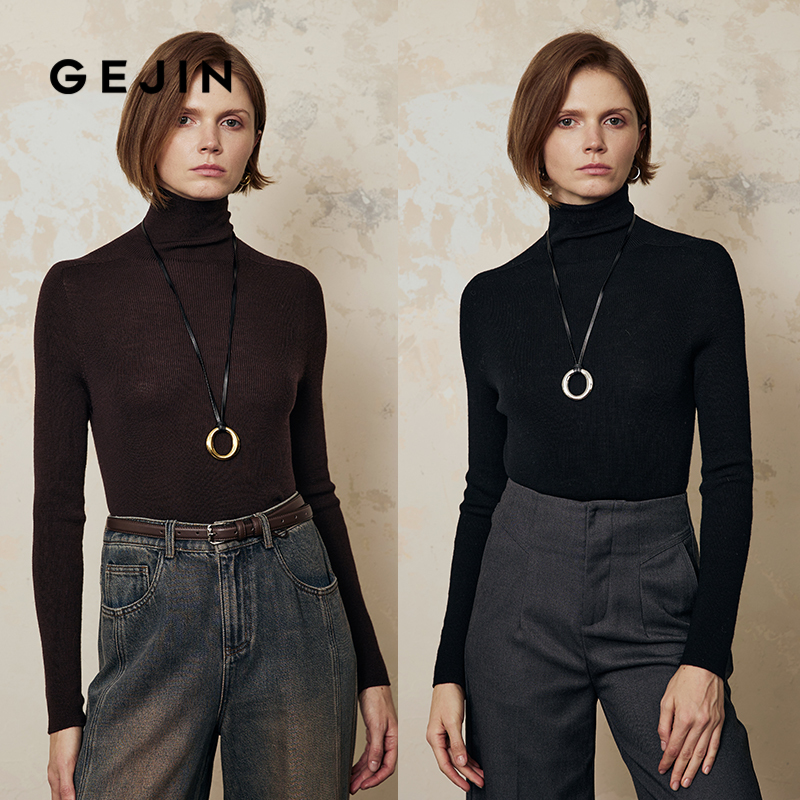 歌锦100%绵羊毛中厚高领针织衫