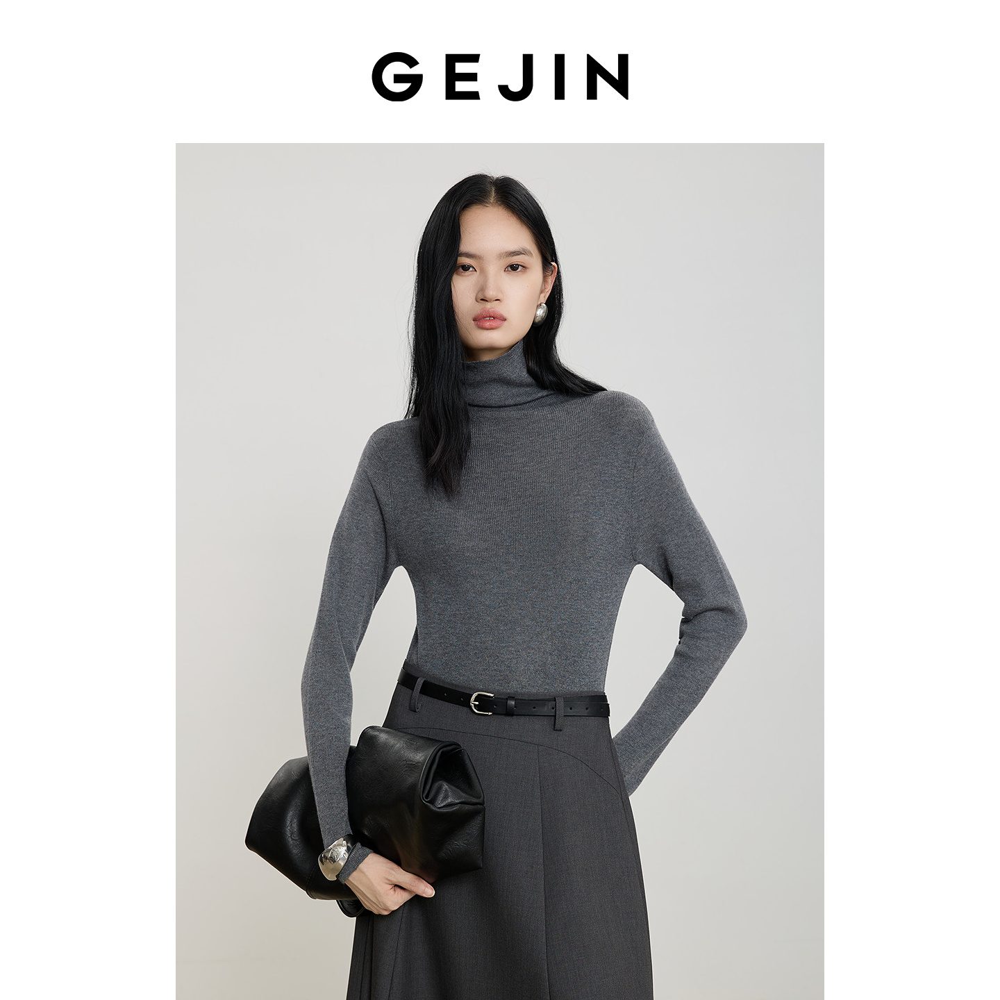 歌锦修身显瘦高领 绵羊毛针织衫女长袖上衣套头2025春秋新品女装