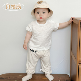 婴儿衣服夏季 纯棉薄款 婴幼儿童上衣纯白色0 T恤 3岁男女宝宝短袖
