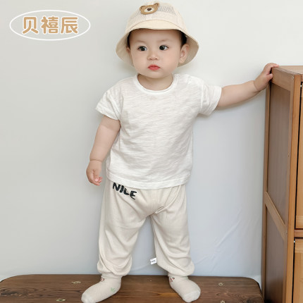 婴儿衣服夏季纯棉薄款婴幼儿童上衣纯白色0-1-3岁男女宝宝短袖T恤