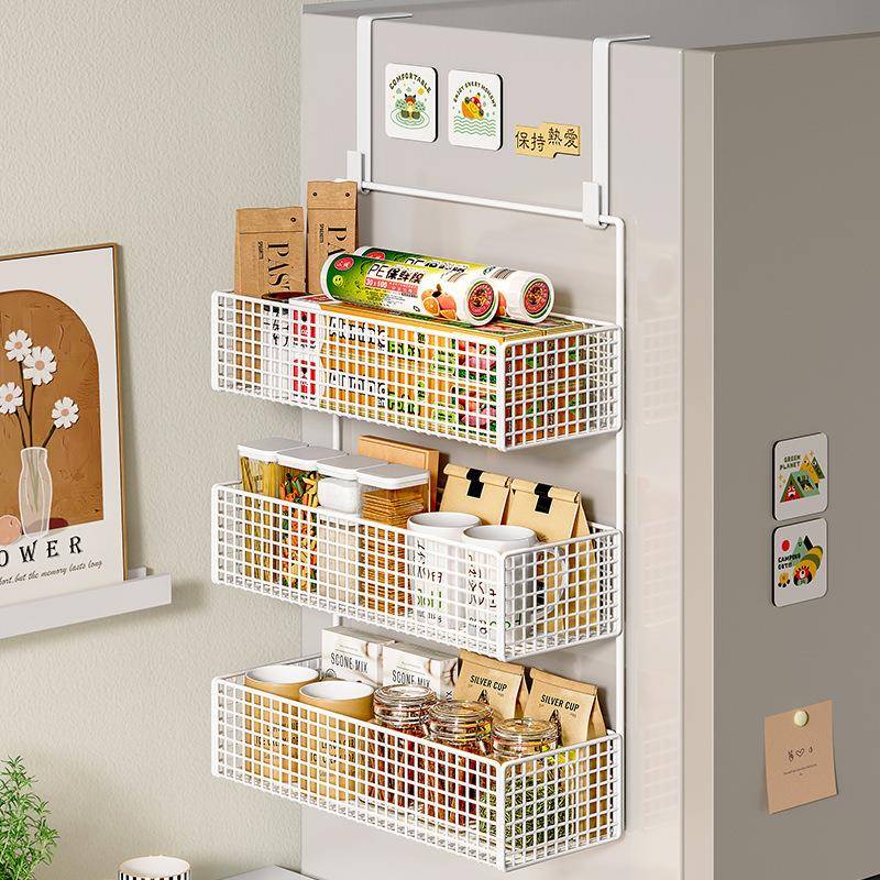 冰箱置物架侧面边收纳架厨房用品多层保鲜膜调料瓶免打孔侧壁挂架