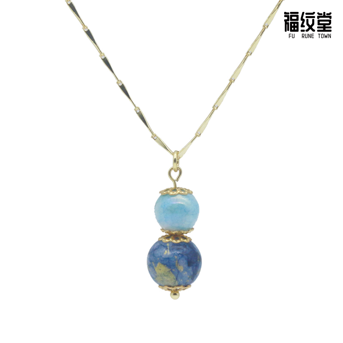 景德镇陶瓷葫芦吊坠锁骨项链青花蓝18k原创高级轻奢小饰品设计师