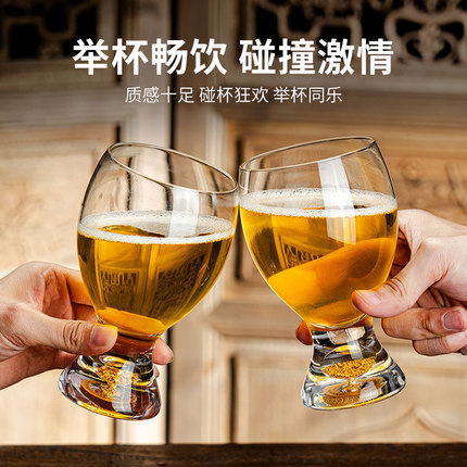 网红高档水晶高级感啤酒杯家用轻奢金箔精酿小麦扎啤杯商用冷饮杯