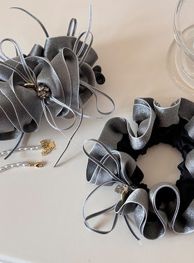 气质荷叶边褶皱蝴蝶结水钻大肠发圈复古百搭头花低马尾头绳发绳