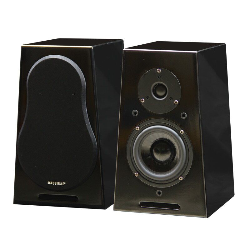 出口发烧音箱二分频hifi音响5寸家用木无源钢琴烤漆梯形
