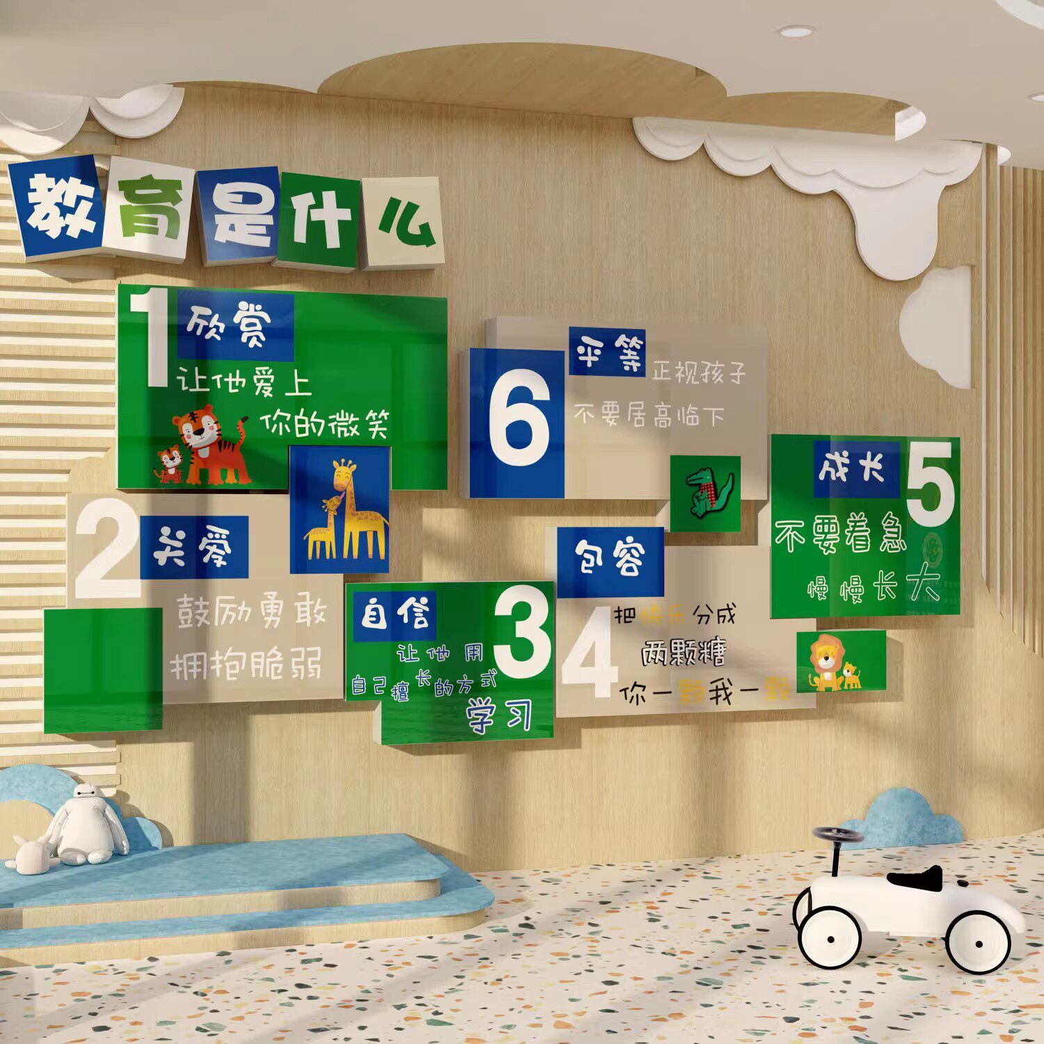 幼儿园楼梯走廊墙面装饰环创主题成品托管班机构文化中心形象布置