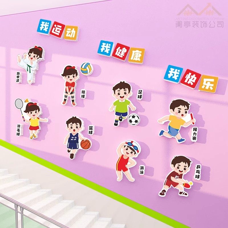 小学运动会主题墙面环创布置幼儿园走廊楼梯装饰教室会黑板报贴画