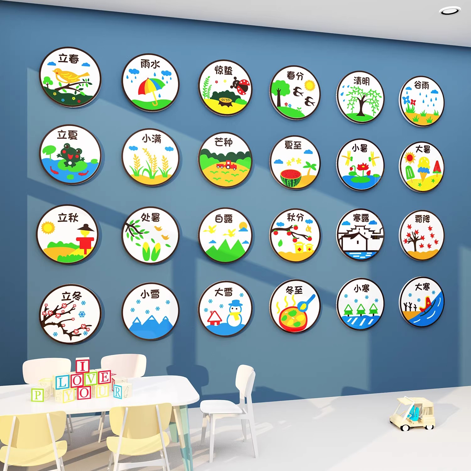24二十四节气装饰画幼儿园环创主题墙面成品挂图贴纸文化材料楼梯
