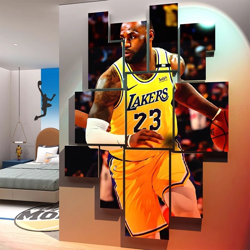 篮球明星房间布置NBA詹姆斯海报墙面贴挂画男孩卧室装饰儿童装饰