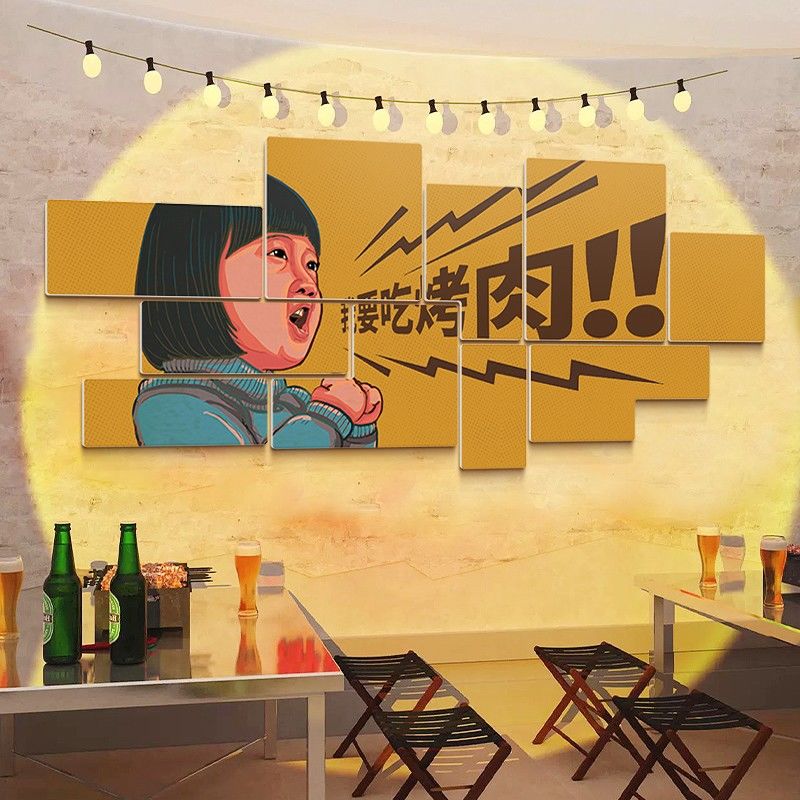 韩式烤肉店挂画韩国料理店餐厅墙面装饰画泡菜炸鸡海报韩餐店墙贴