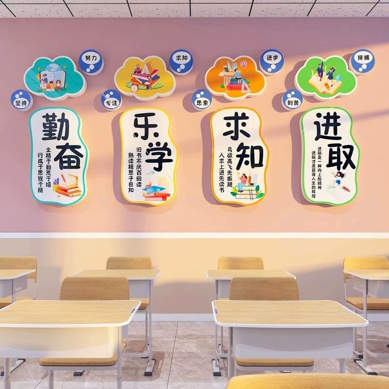 托管班小学教室文化墙装饰班级布置创意文字贴纸校园墙面软装