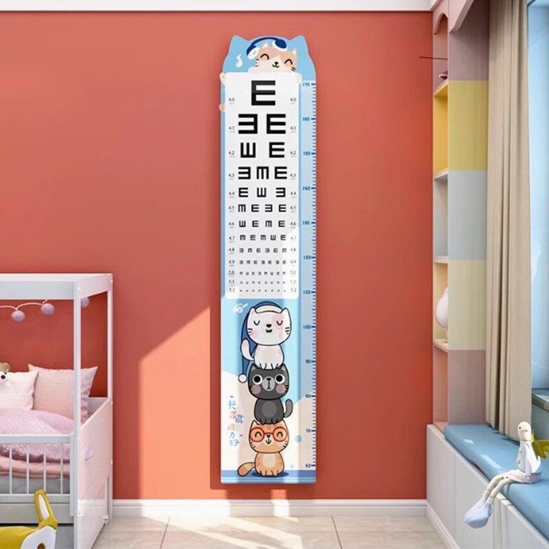 视力表墙面贴纸家用儿童房间布置宝宝卧室装饰品测量尺身高卡通画