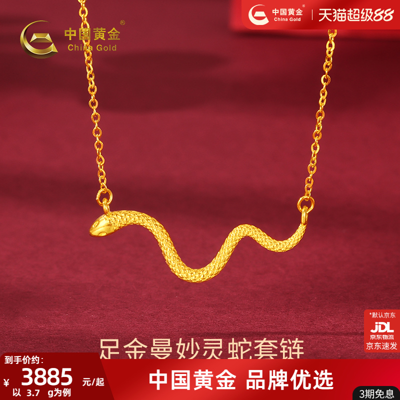 中国黄金足金灵蛇套链纯金项链蛇年生肖时尚送女友中秋节礼物