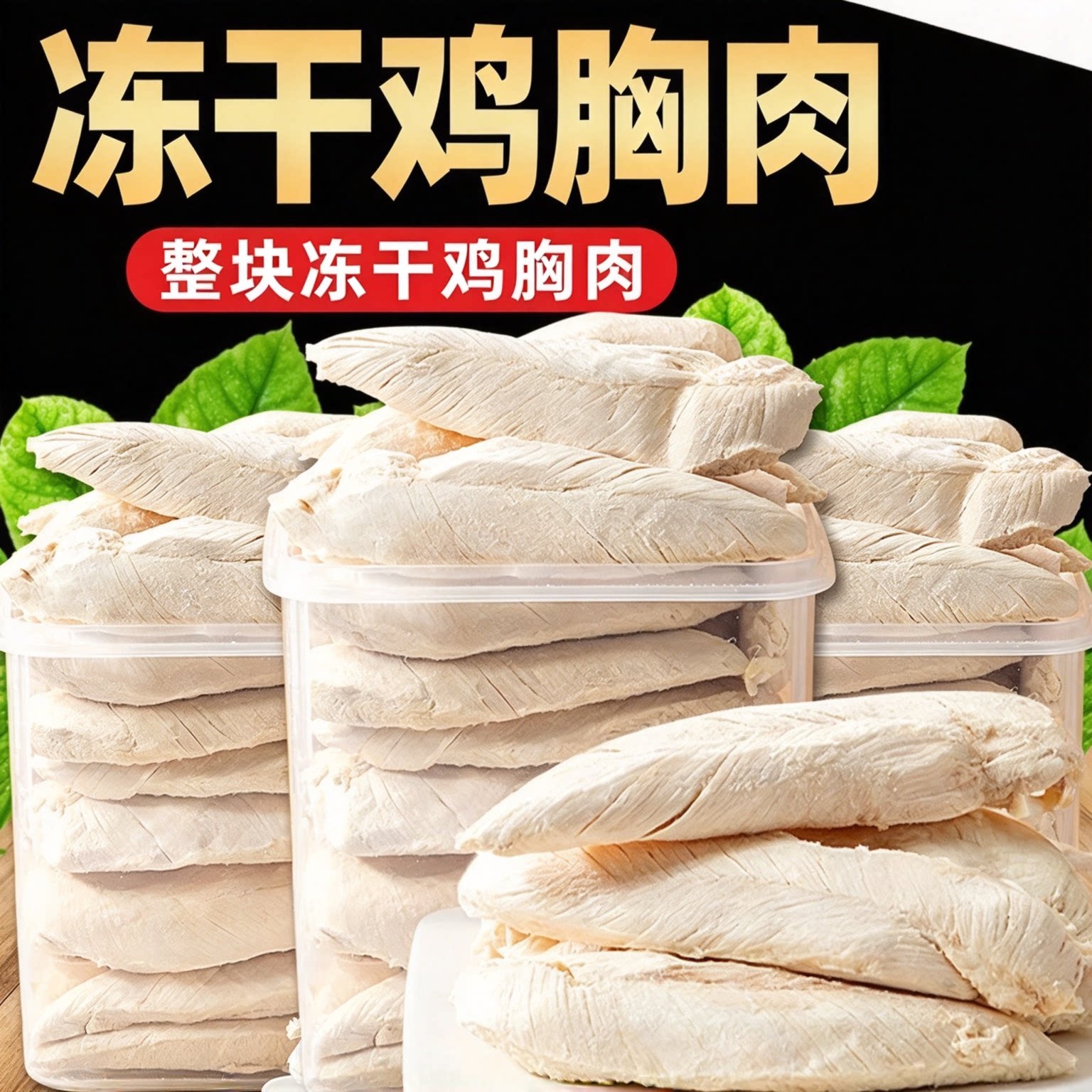鸡胸肉冻干狗狗零食鸡小胸营养增肥发腮猫咪零食鸡肉粒宠物冻干桶