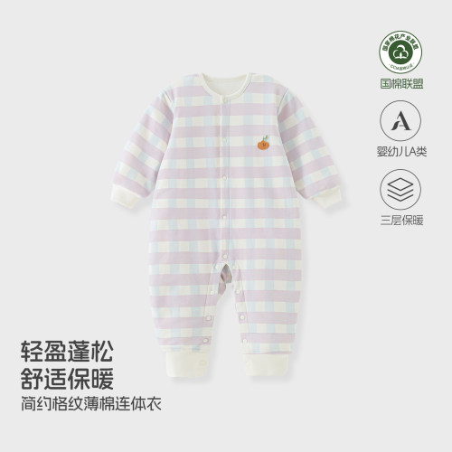 宝宝秋冬新款60克夹棉保暖连体衣