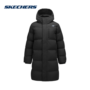 斯凯奇男羽绒服冬新款防沾水梭织长款连帽外套 P425M035/0018