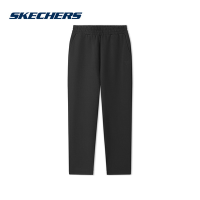 Skechers斯凯奇纯黑色休闲运动裤冬男直筒长裤 L325M068/0018