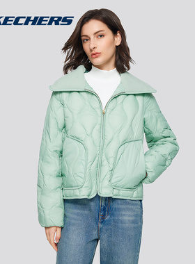 Skechers斯凯奇秋冬女士修身时尚梭织轻薄羽绒外套 L424W180/003K