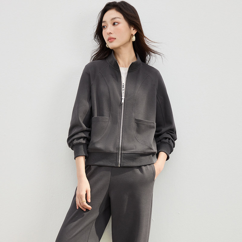 立领卫衣套装女2025秋新款宽松通勤早八慵懒风时尚休闲运动两件套,女装/女士精品,时尚套装,淘宝优惠券,粉丝福利购,淘宝优惠卷