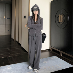 新款-现货 绒感休闲上衣外套＋垂感直筒裤套装-7733-p175-k238图片