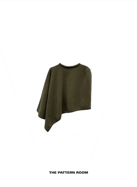 工作室原创The pattern room织物织上衣之美反对称披肩T恤斗篷柔