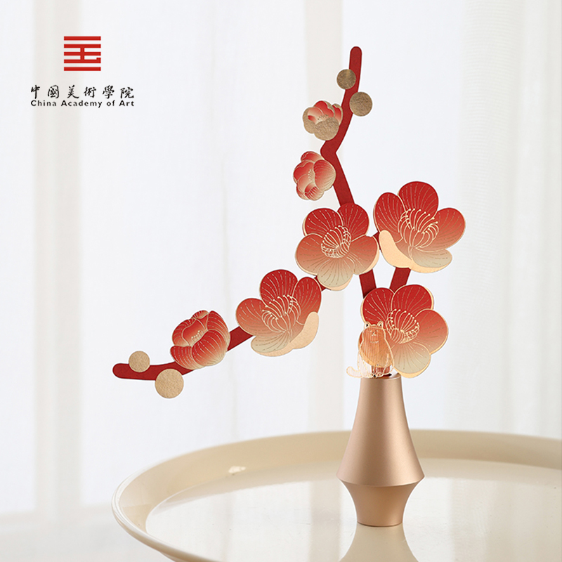 中国美术学院文创桃花桌面摆件香薰永生花结婚新婚生日乔迁礼物女
