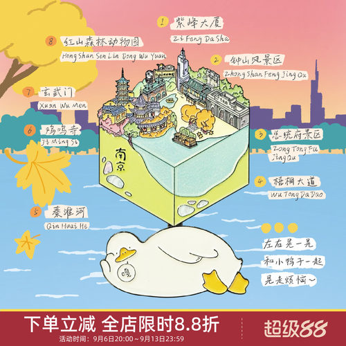 中国美术学院文创南京乐悠悠盐水鸭玄武湖总统府冰箱贴纪念品礼物