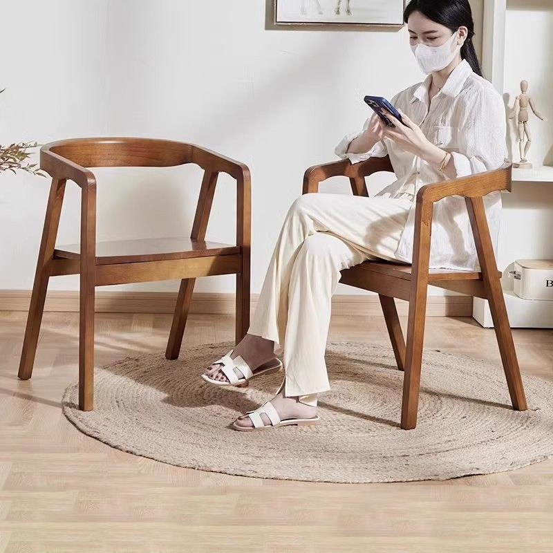 北欧实木餐椅简约桶椅靠背扶手椅办公书桌椅子茶桌椅总统椅洽谈椅