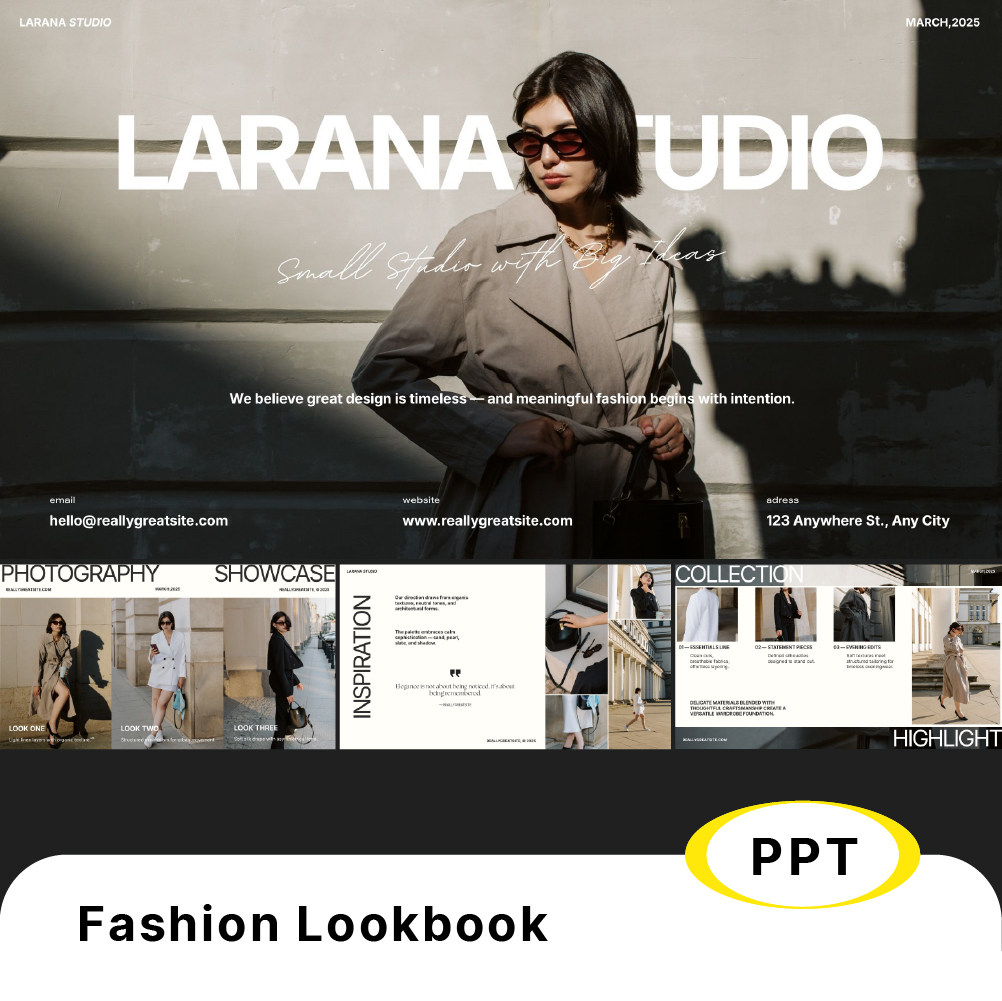 10页时尚Lookbook杂志排版PPT模图片