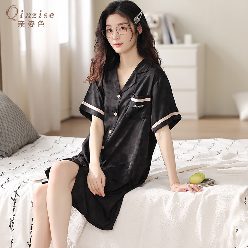 2026新款睡衣女夏冰丝薄款睡裙女夏季高级感大码丝绸女士夏天睡衣