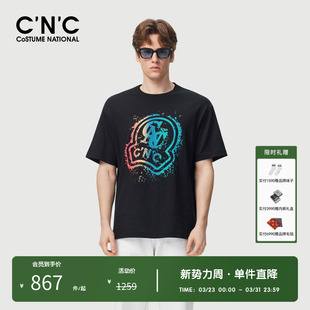 100%棉 新款 CNC男装 T恤男夏季 宽松内搭上衣 奥莱渐变logo短袖