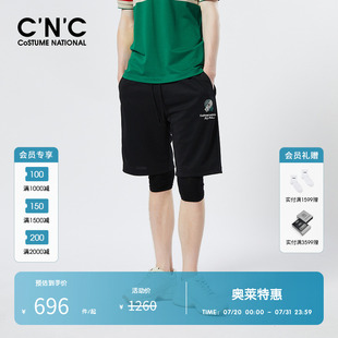 休闲裤 品质珠地棉 CNC男装 奥莱春夏字母logo抽绳潮流运动短裤