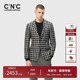 CNC男装 休闲西装 奥莱千鸟格绵羊毛西服外套男新款 单排扣商务正装