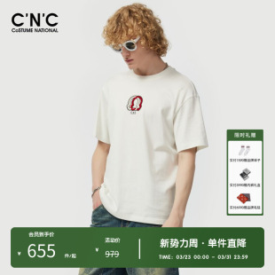 T恤夏季 奥莱简约印花短袖 CNC男装 宽松透气轻奢休闲上衣 100%棉