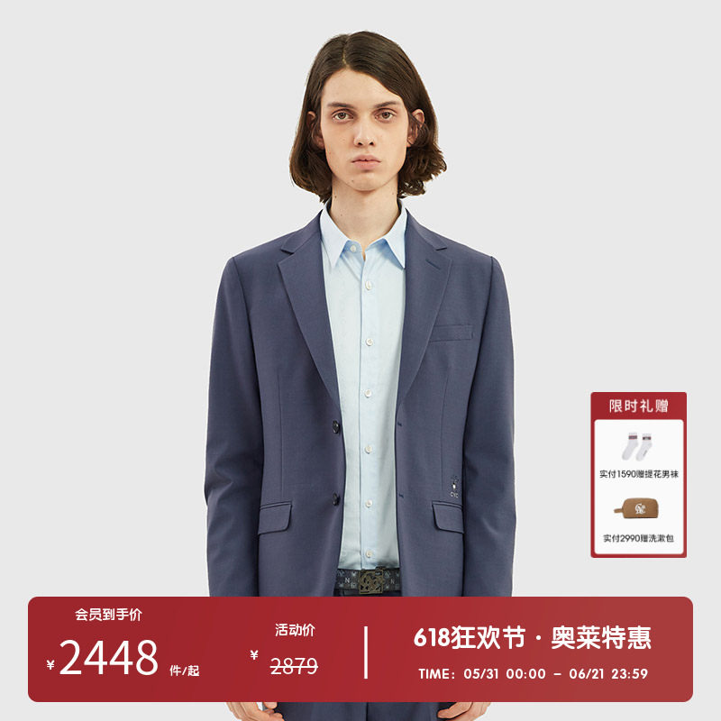 CNC男装奥莱outlet春秋梭织字母logo蜘蛛图案刺绣西服男