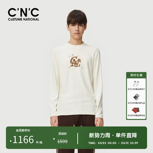 logo凸印男圆领长袖 奥莱秋季 CNC男装 T恤印花打底衫 莫代尔棉